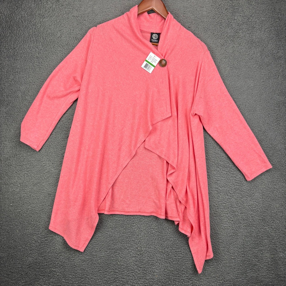 Bobeau Womens Large Pink Wrap Cardigan Asymmetrical Drape Front MT0752K2355